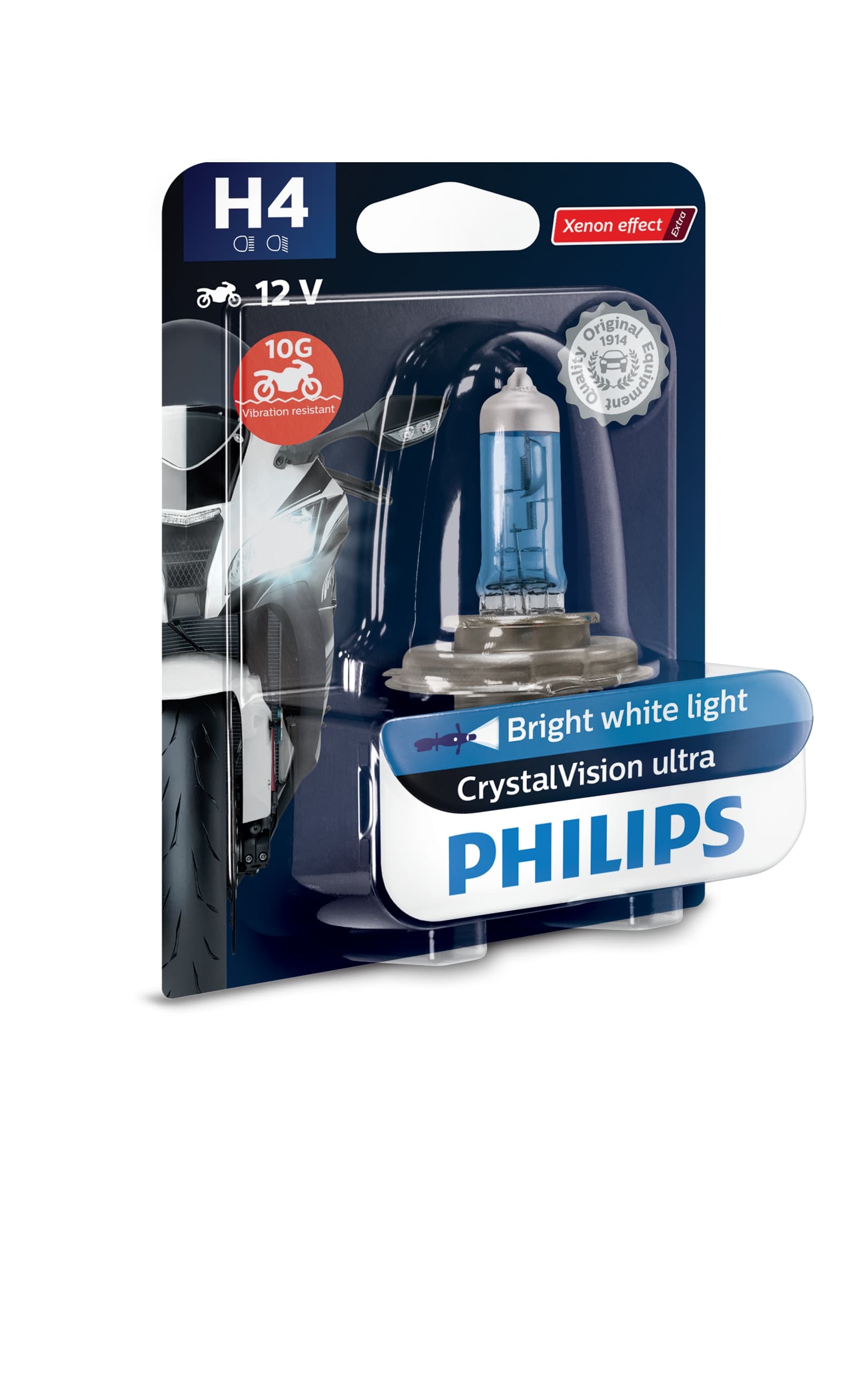 LÂMPADA DE FAROL PHILIPS CRYSTAL VISION ULTRA | MOTO H4 60/55W