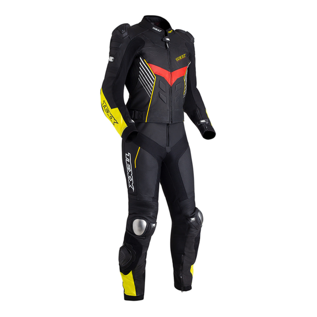 Macacão Texx Pista | 2 Peças | Preto, Amarelo e Vermelho