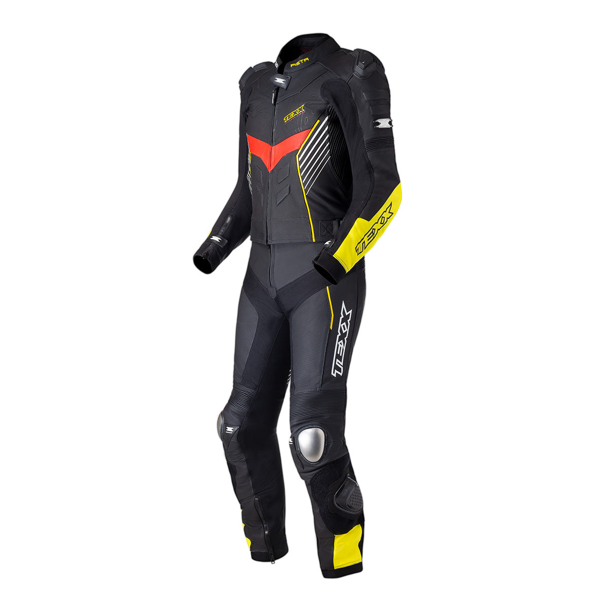 Macacão Texx Pista | 2 Peças | Preto, Amarelo e Vermelho