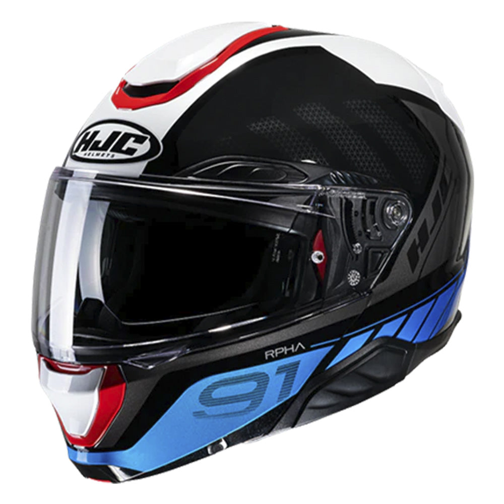 Capacete HJC Rpha 91 Rafino | Preto, Branco, Azul e Vermelho