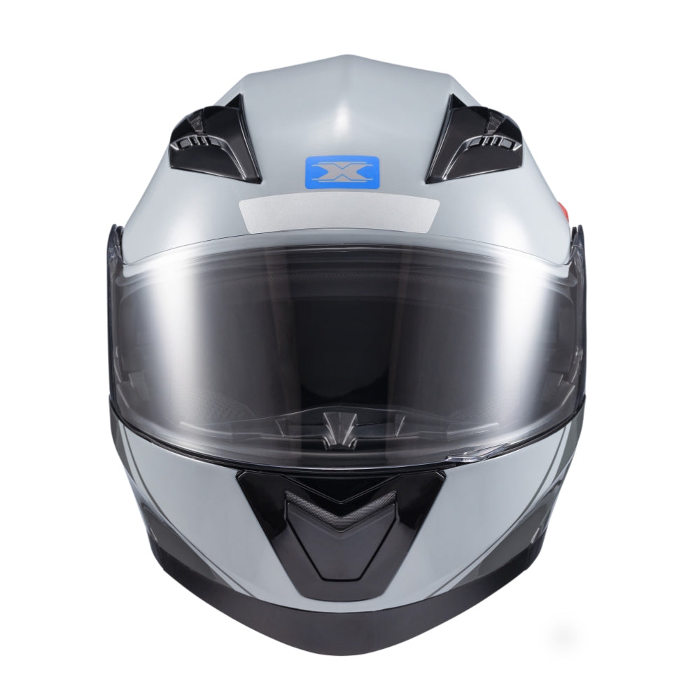 Capacete Texx Gladiator V3 Makan | Escamoteável | Cinza e Azul Brilhoso