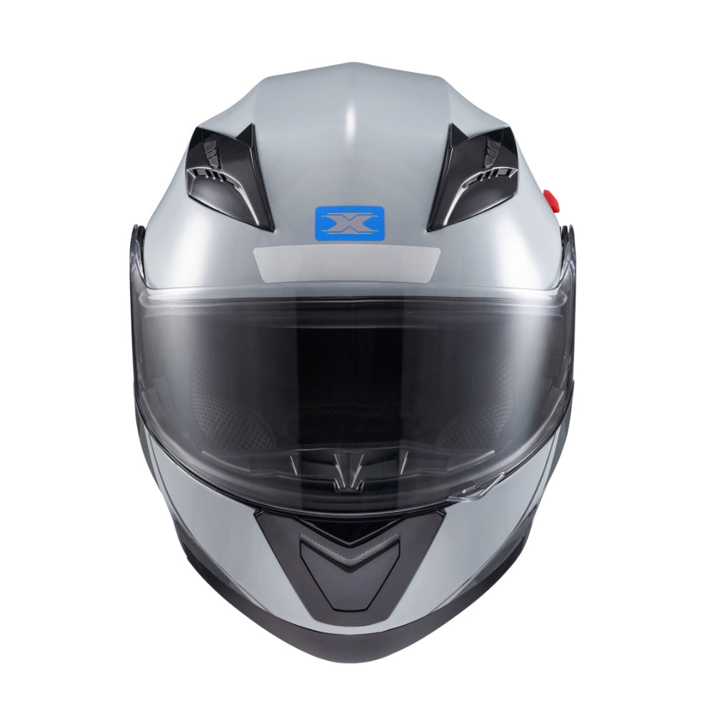 Capacete Texx Gladiator V3 Makan | Escamoteável | Cinza e Azul Brilhoso