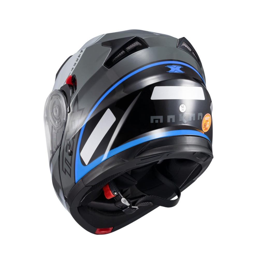 Capacete Texx Gladiator V3 Makan | Escamoteável | Cinza e Azul Brilhoso