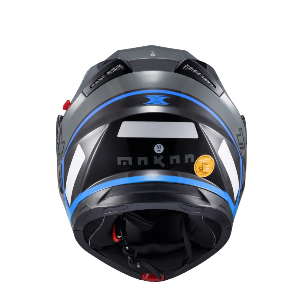 Capacete Texx Gladiator V3 Makan | Escamoteável | Cinza e Azul Brilhoso