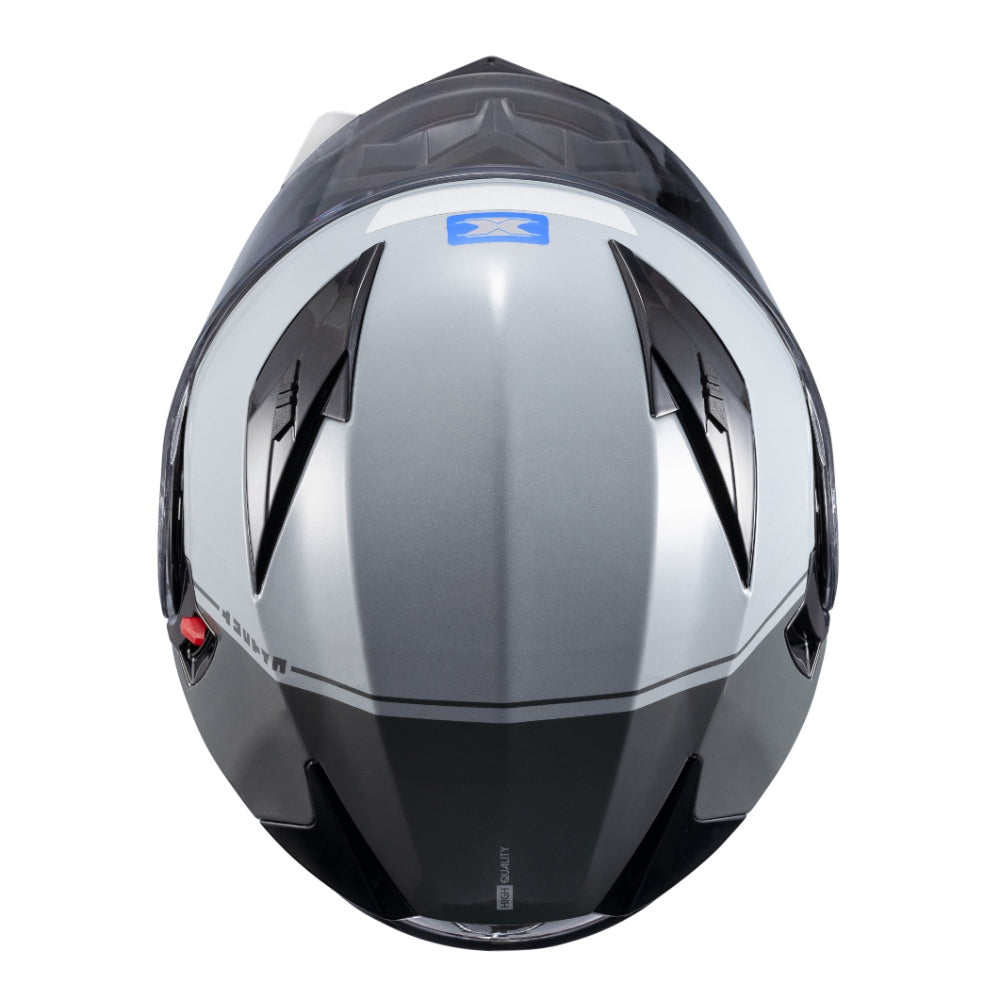 Capacete Texx Gladiator V3 Makan | Escamoteável | Cinza e Azul Brilhoso