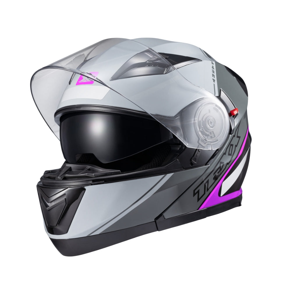 Capacete Texx Gladiator V3 Makan | Escamotiável | Cinza e Rosa