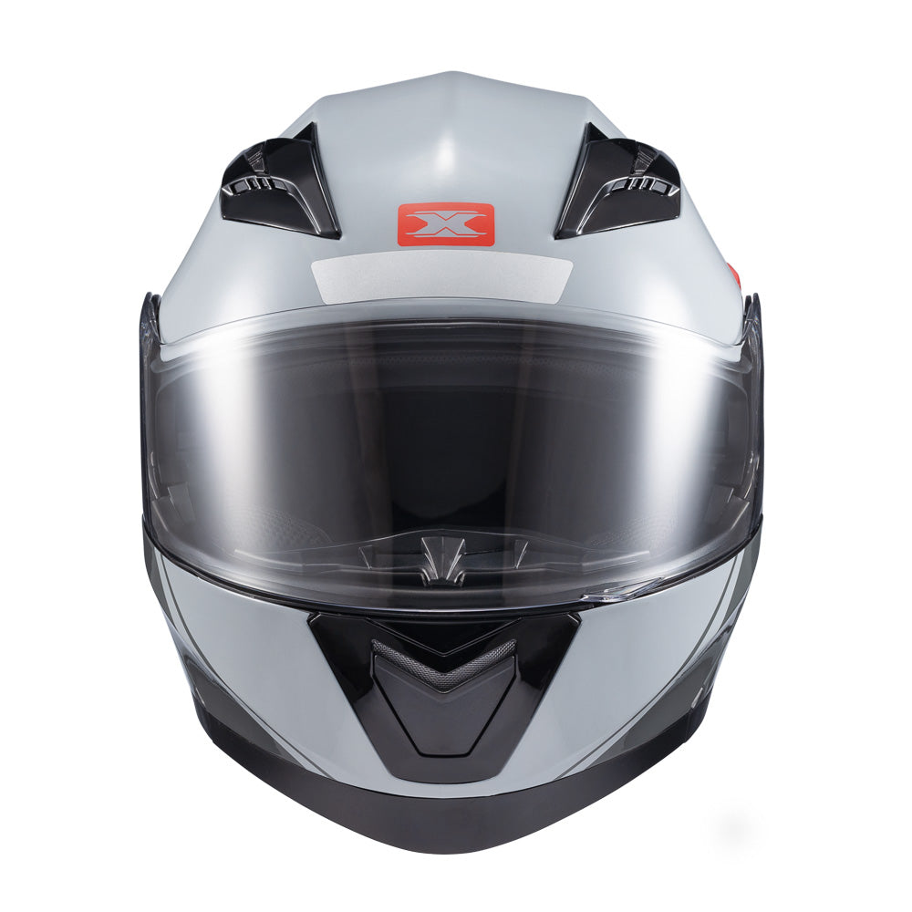 Capacete Texx Gladiator V3 Makan | Escamoteável | Cinza e Vermelho Brilho