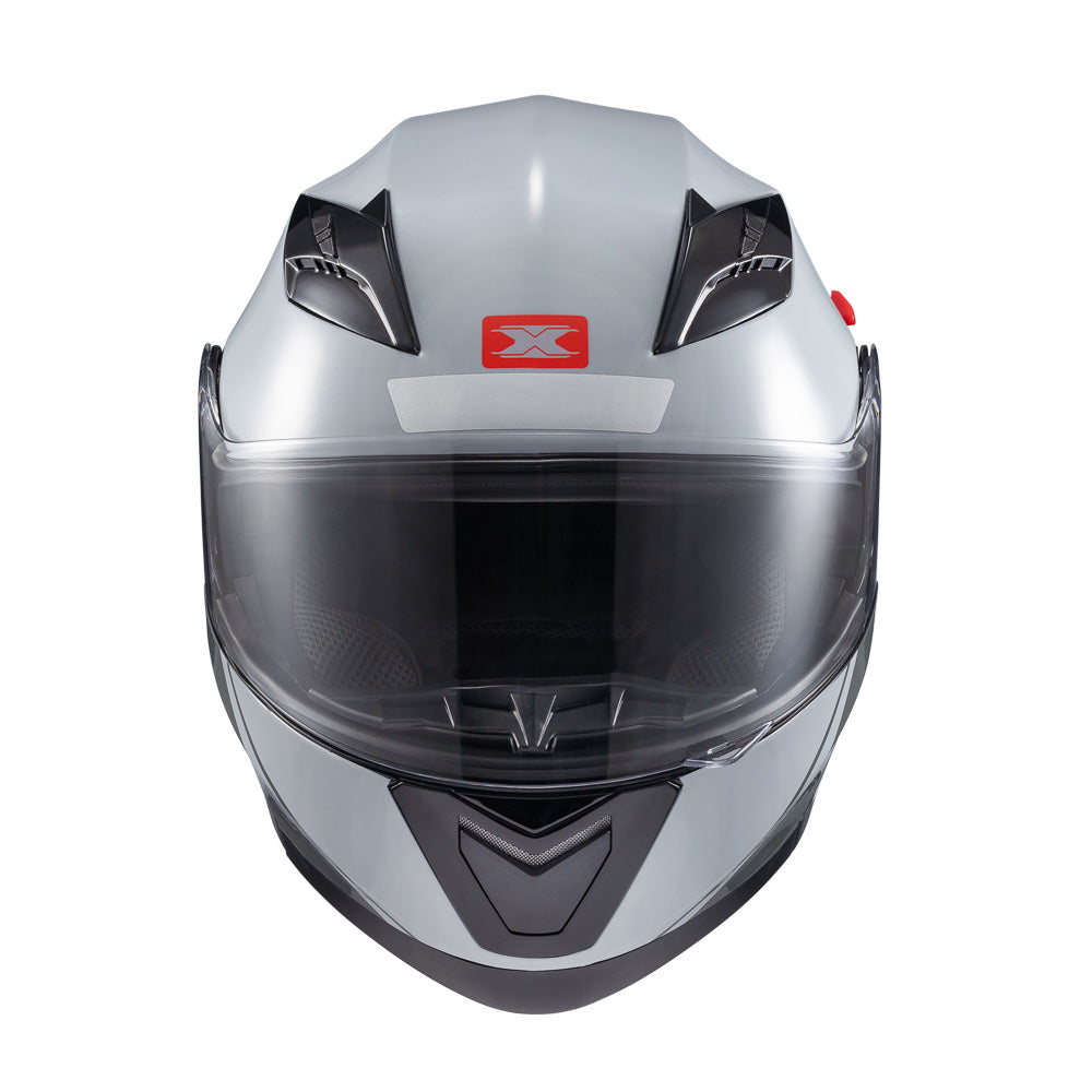 Capacete Texx Gladiator V3 Makan | Escamoteável | Cinza e Vermelho Brilho