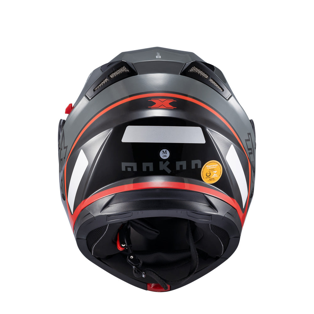 Capacete Texx Gladiator V3 Makan | Escamoteável | Cinza e Vermelho Brilho