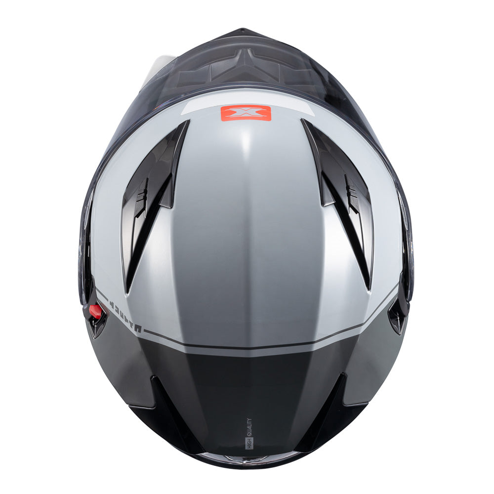 Capacete Texx Gladiator V3 Makan | Escamoteável | Cinza e Vermelho Brilho