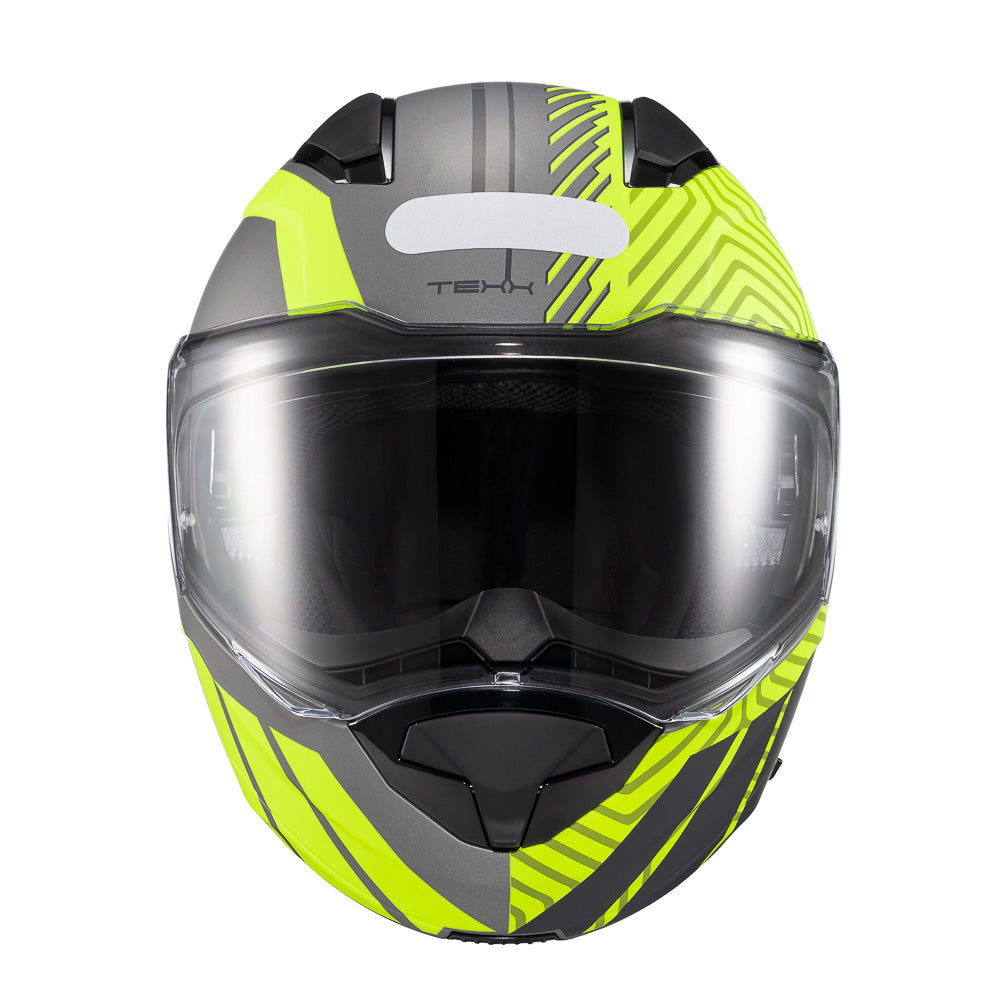 Capacete Texx Kratos Cyber | Escamoteável | Cinza e Verde Fosco