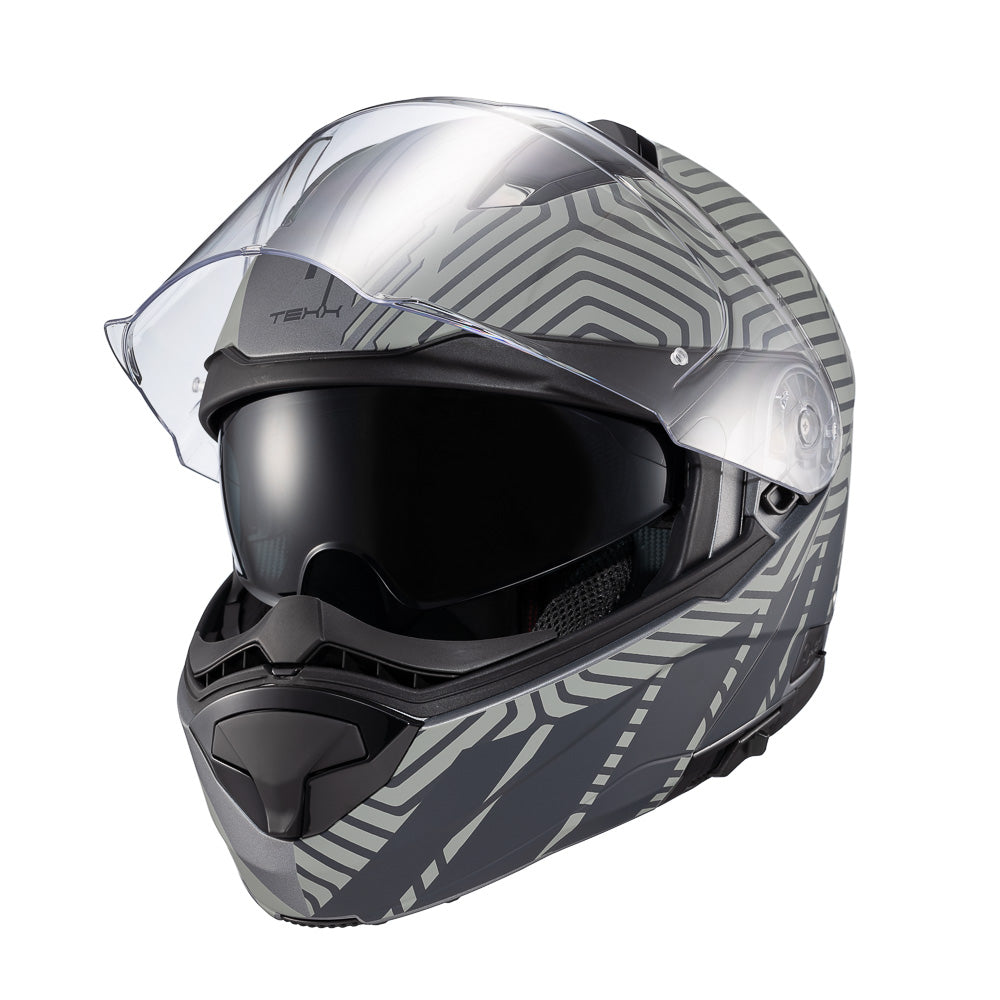 Capacete Texx Kratos Cyber | Escamoteável | Cinza Fosco