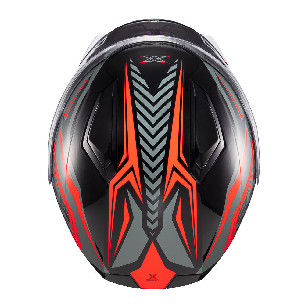 Capacete Texx Kratos Nomade | Escamoteável | Preto, Vermelho e Cinza Briloso