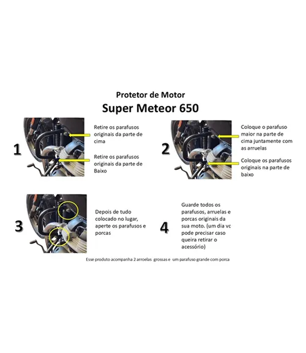 Protetor de Motor | Modelo Reto | Royal Enfield Super Meteor 650
