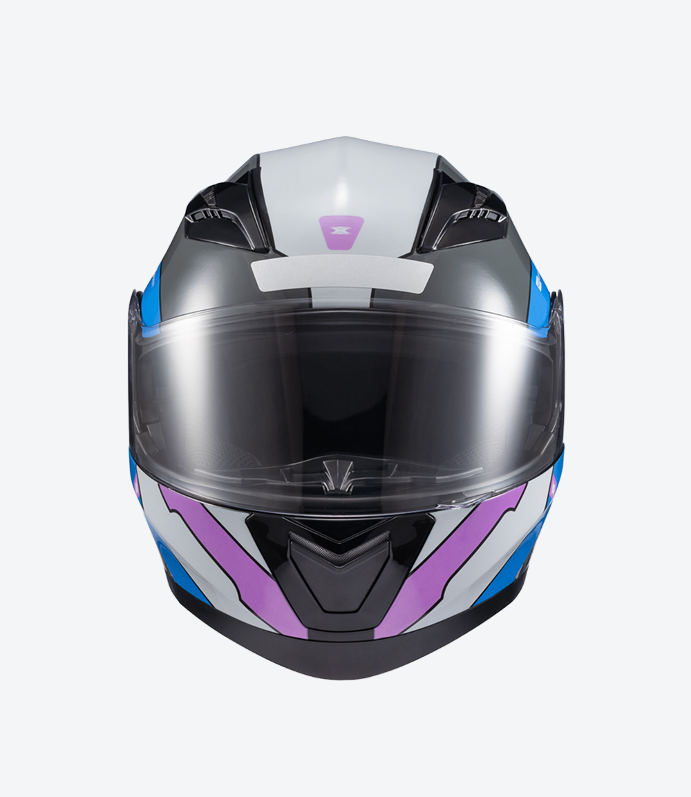 Capacete Texx Gladiator V3 Reisen | Escamoteável | Azul, Rosa e Branco Brilhoso