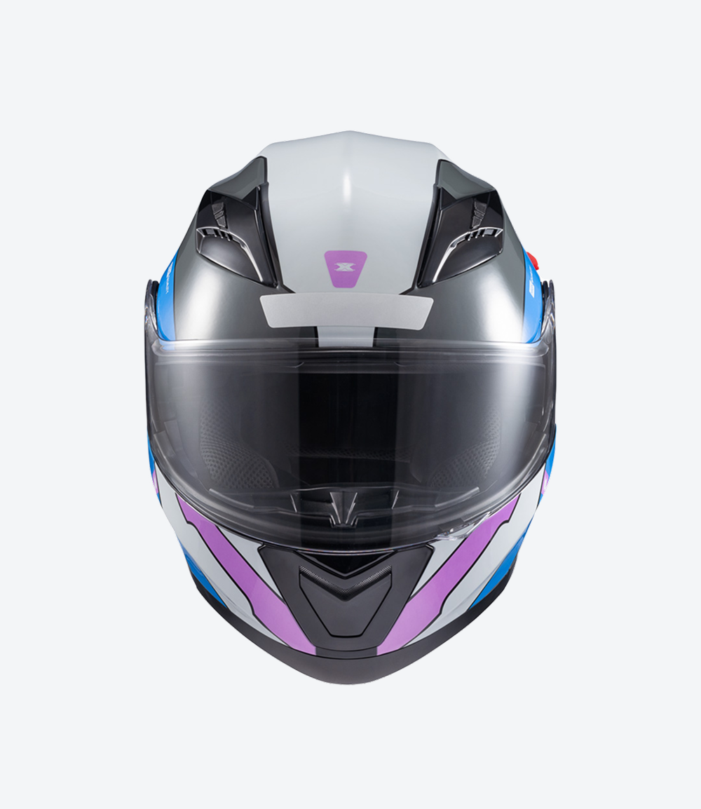 Capacete Texx Gladiator V3 Reisen | Escamoteável | Azul, Rosa e Branco Brilhoso