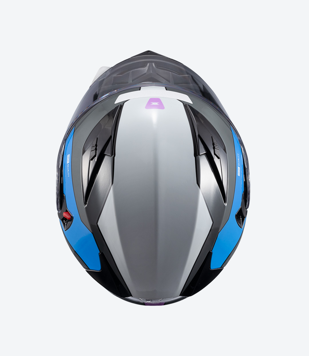 Capacete Texx Gladiator V3 Reisen | Escamoteável | Azul, Rosa e Branco Brilhoso