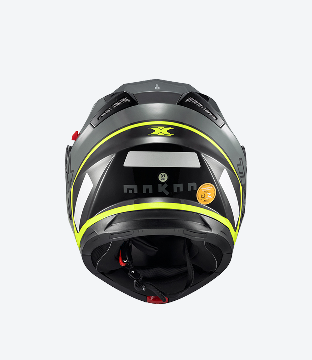 Capacete Texx Gladiator V3 Makan | Escamoteável | Cinza e Verde Brilhoso