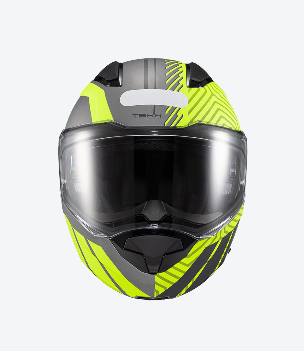 Capacete Texx Kratos Cyber | Escamoteável | Cinza e Verde | Fosco
