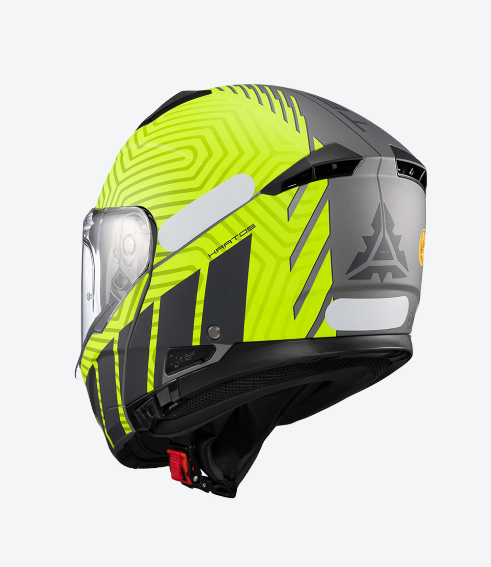 Capacete Texx Kratos Cyber | Escamoteável | Cinza e Verde | Fosco