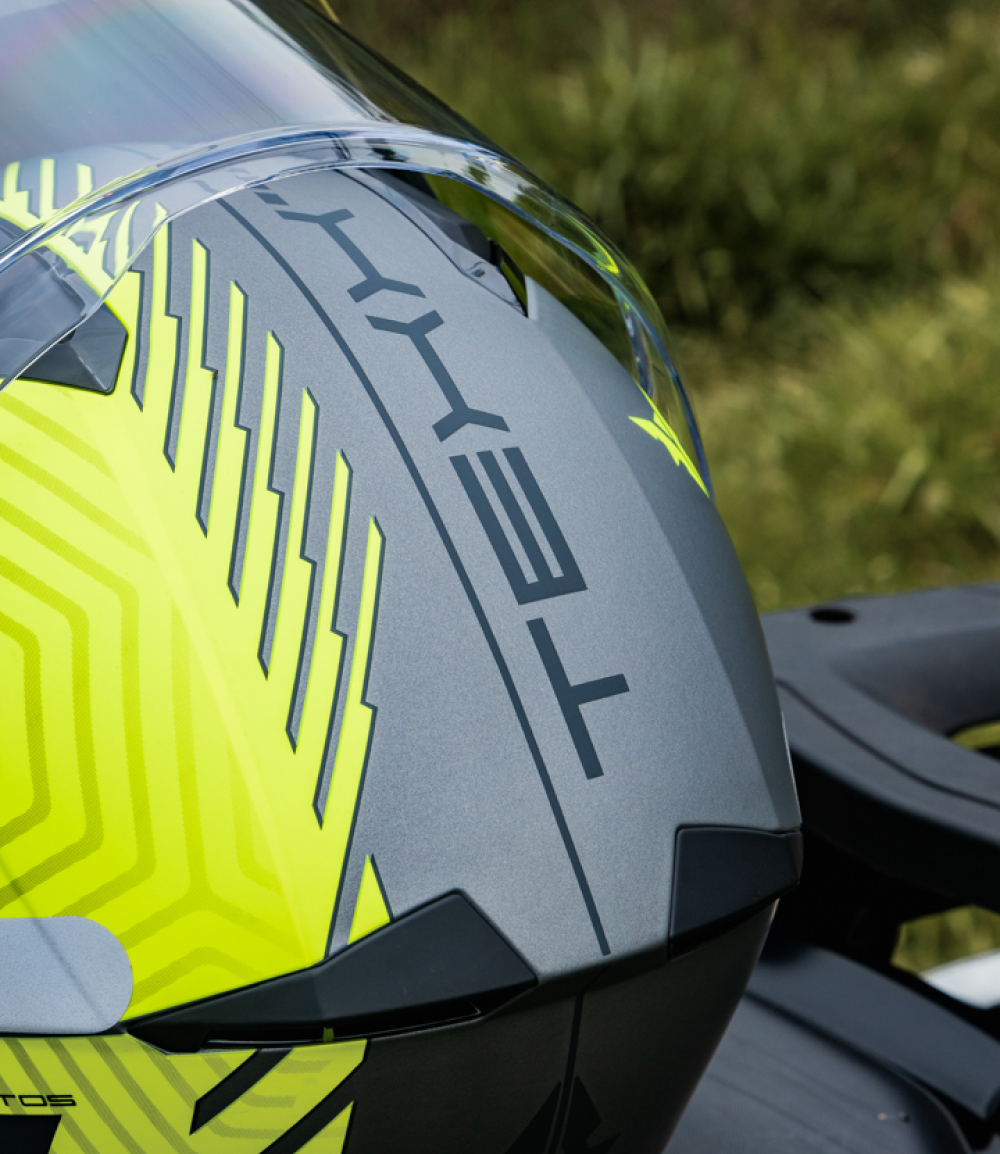 Capacete Texx Kratos Cyber | Escamoteável | Cinza e Verde | Fosco