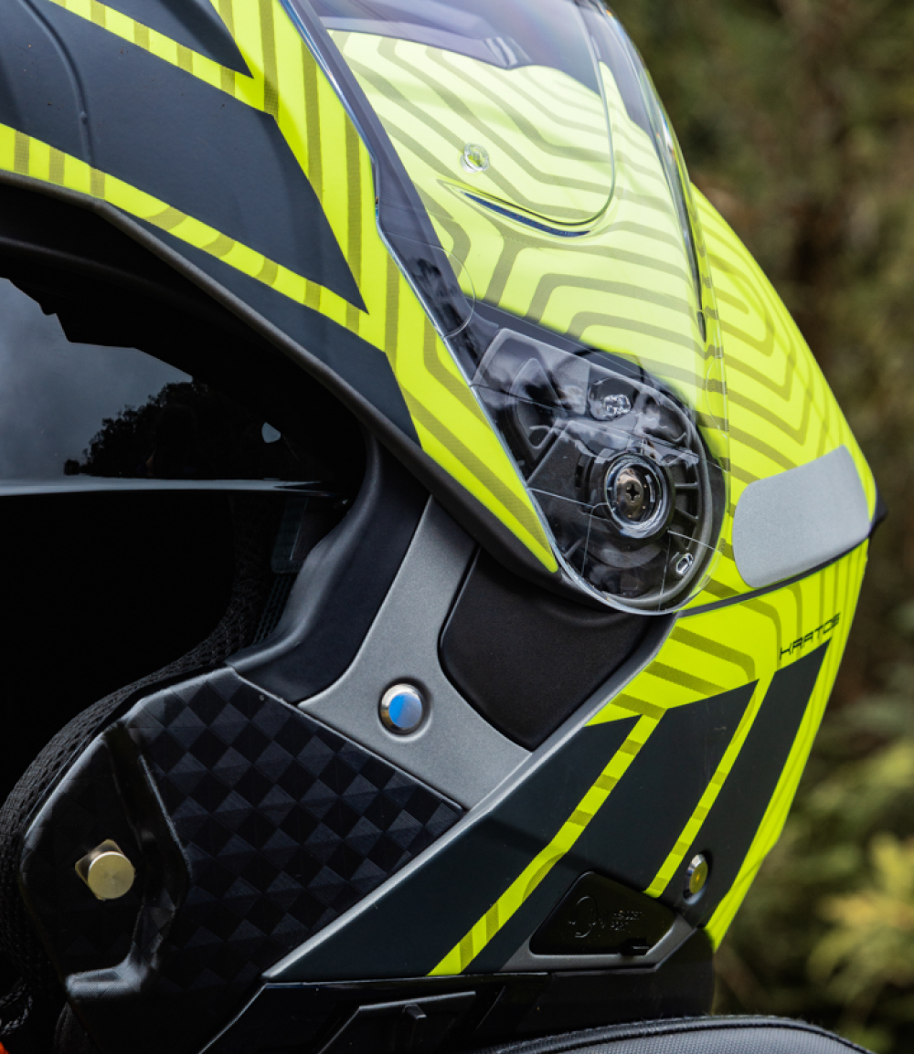 Capacete Texx Kratos Cyber | Escamoteável | Cinza e Verde | Fosco