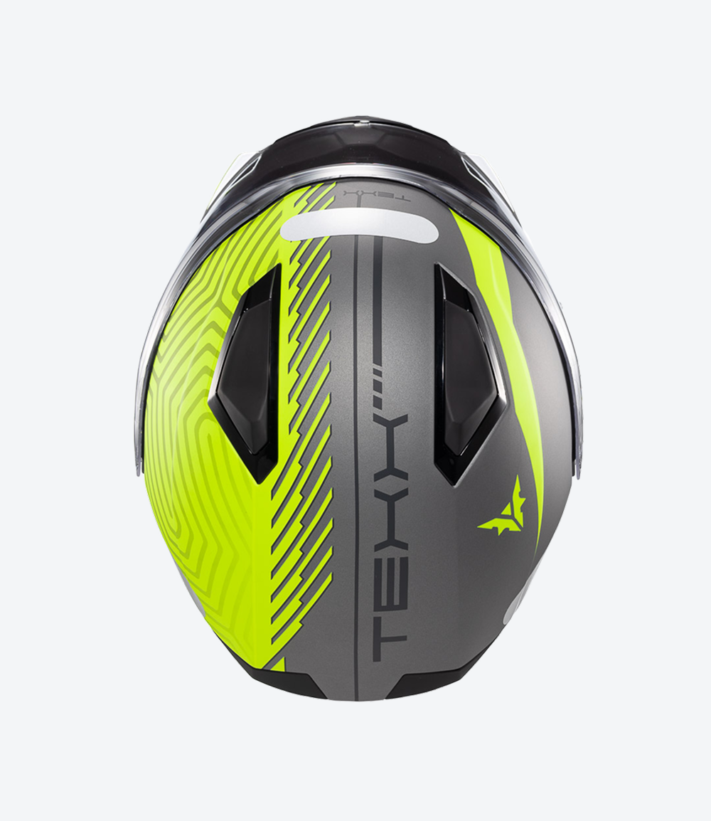 Capacete Texx Kratos Cyber | Escamoteável | Cinza e Verde | Fosco