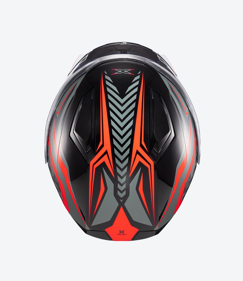 Capacete Texx Kratos Nomade | Escamoteável | Preto, Vermelho e Cinza Brilhoso