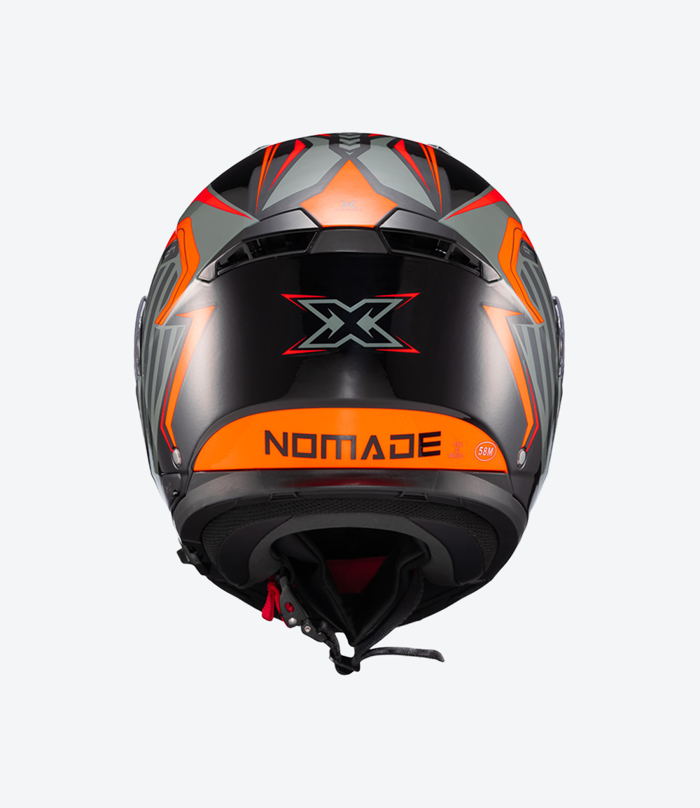 Capacete Texx Kratos Nomade | Escamoteável | Preto, Laranja e Cinza Brilhoso